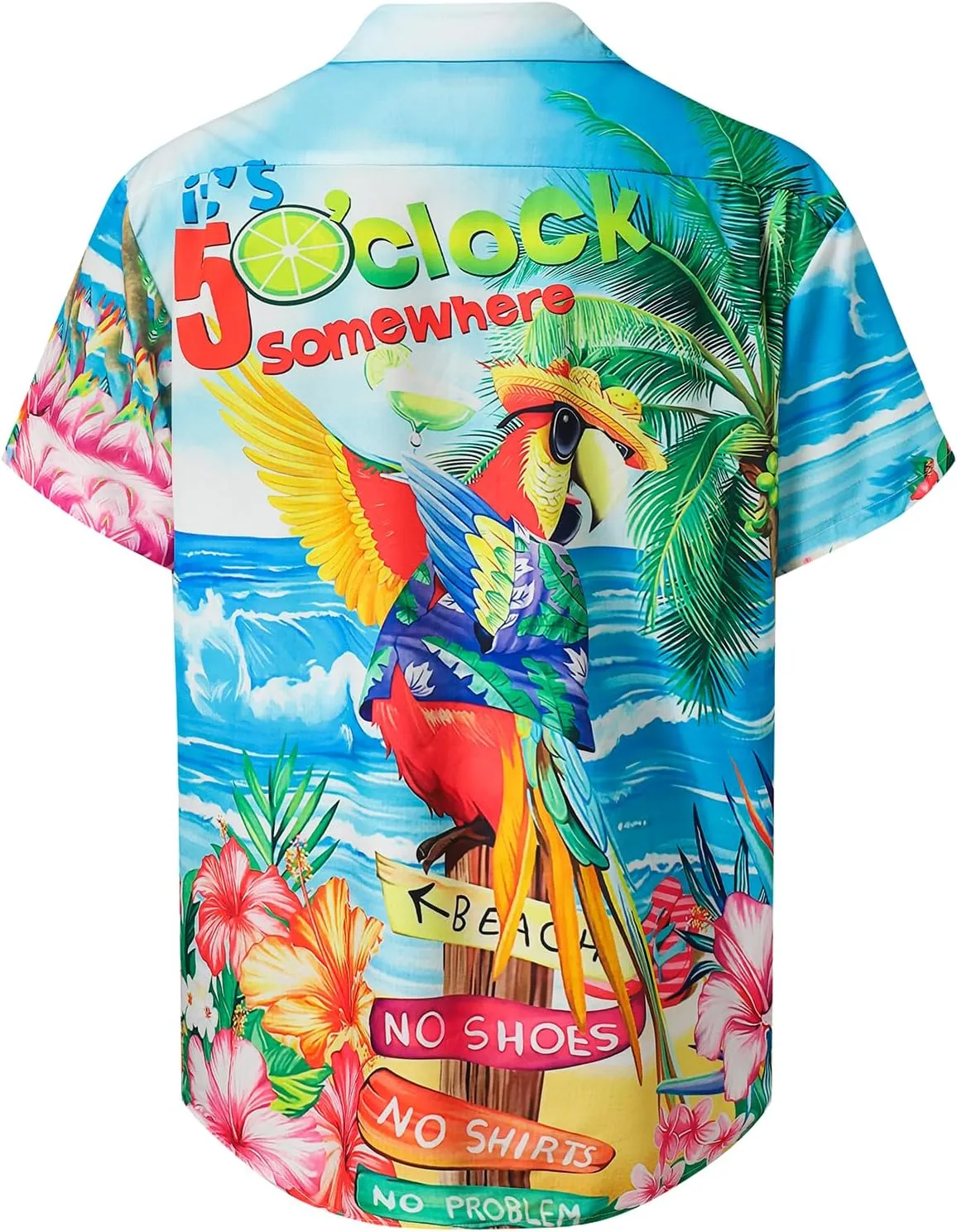 Hardaddy Men's Summer Hawaiian Shirts Funny Performence Printed Button Down Casual Bowling Shirt