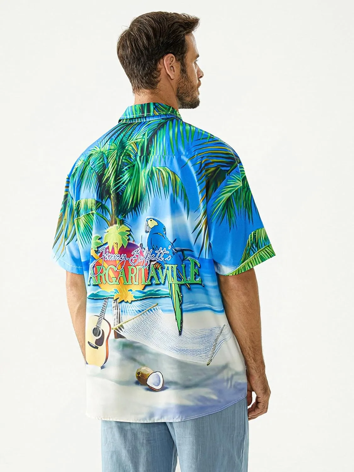 Hardaddy Men's Summer Hawaiian Shirts Funny Performence Printed Button Down Casual Bowling Shirt