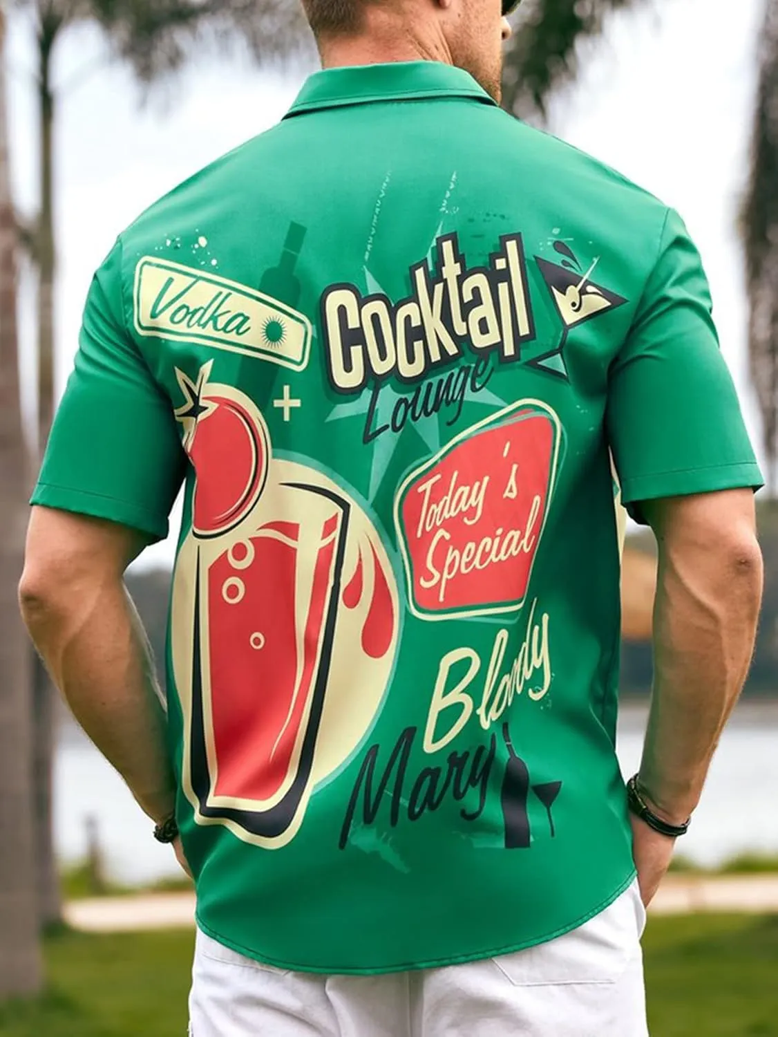 Hardaddy Men's Summer Hawaiian Shirts Funny Performence Printed Button Down Casual Bowling Shirt