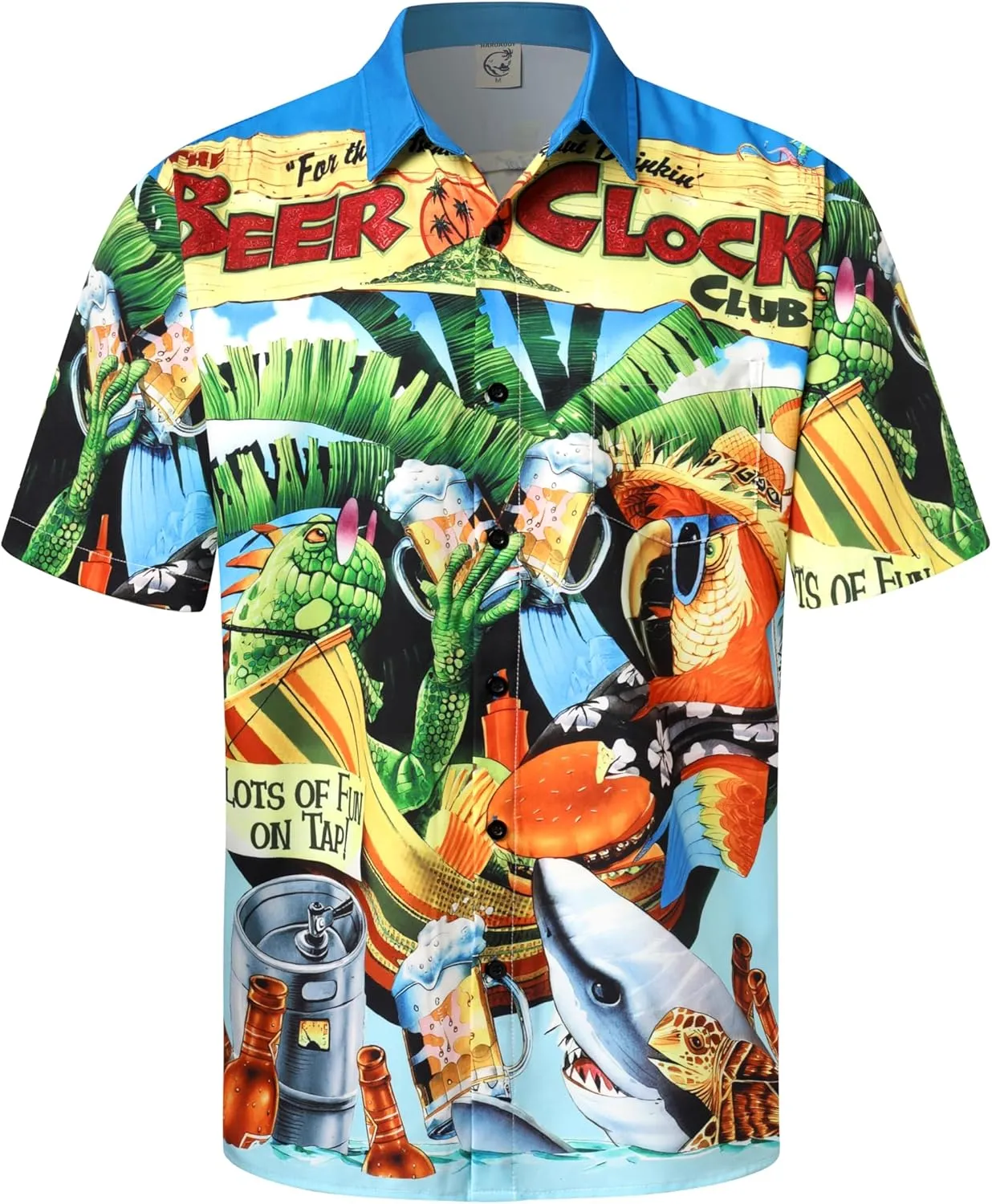 Hardaddy Men's Summer Hawaiian Shirts Funny Performence Printed Button Down Casual Bowling Shirt
