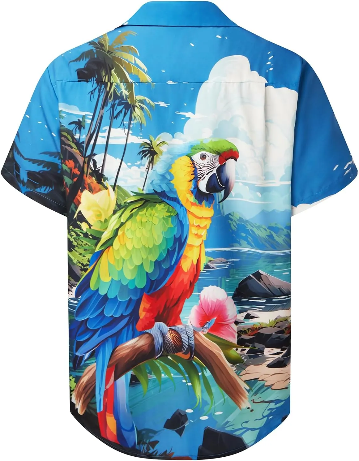 Hardaddy Men's Summer Hawaiian Shirts Funny Performence Printed Button Down Casual Bowling Shirt