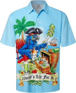 Hardaddy Men's Summer Hawaiian Shirts Funny Performence Printed Button Down Casual Bowling Shirt