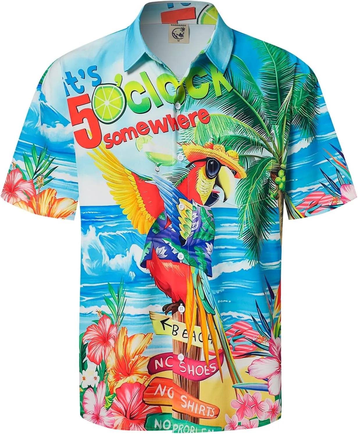 Hardaddy Men's Summer Hawaiian Shirts Funny Performence Printed Button Down Casual Bowling Shirt