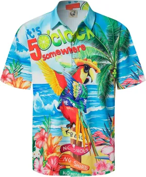 Hardaddy Men's Summer Hawaiian Shirts Funny Performence Printed Button Down Casual Bowling Shirt