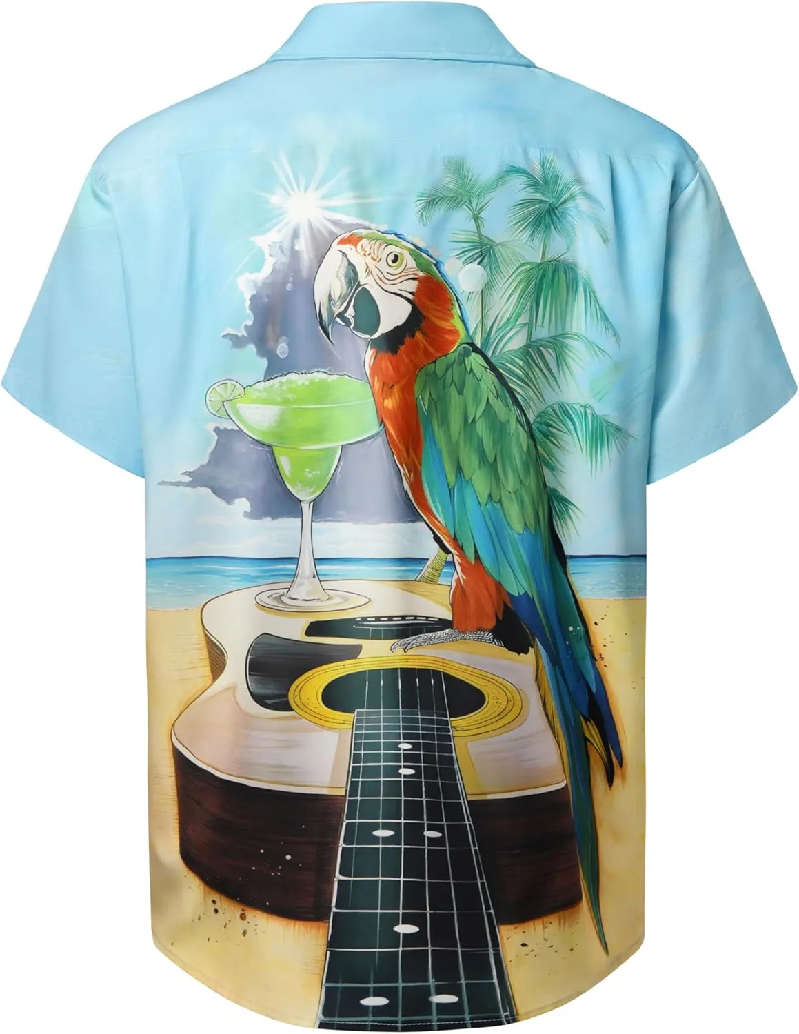 Hardaddy Men's Summer Hawaiian Shirts Funny Performence Printed Button Down Casual Bowling Shirt