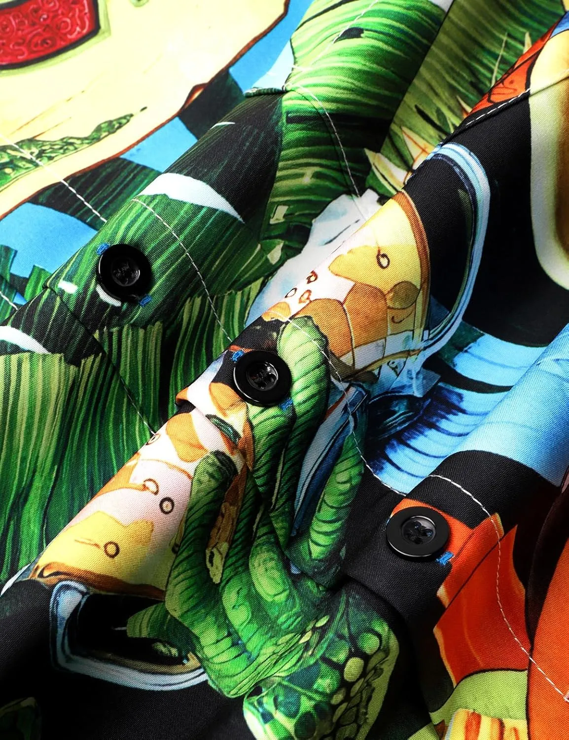 Hardaddy Men's Summer Hawaiian Shirts Funny Performence Printed Button Down Casual Bowling Shirt