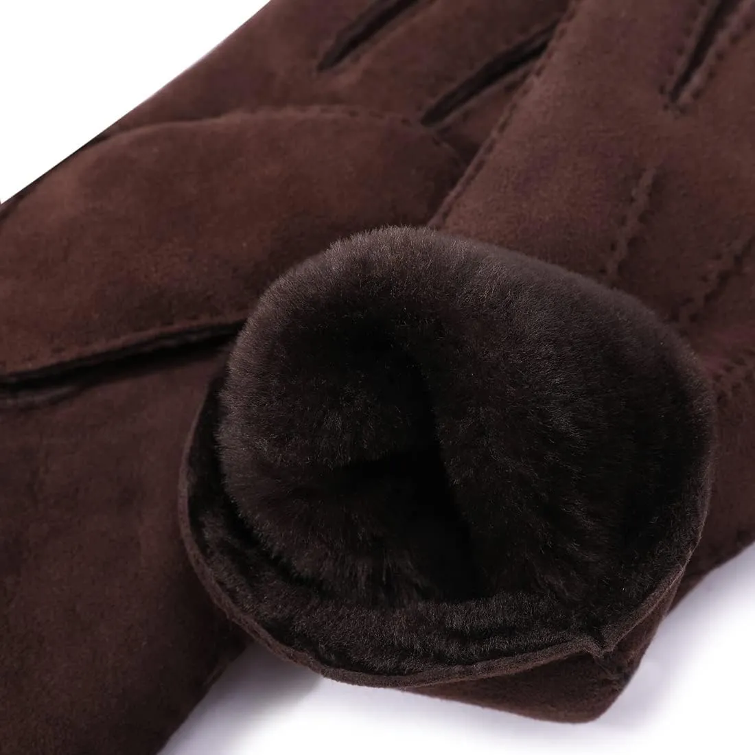 Harssidanzar Men Leather Gloves,Shearling Fur Cuff Thick Wool Lined for Winter Cold Weather Driving Gloves KM043US