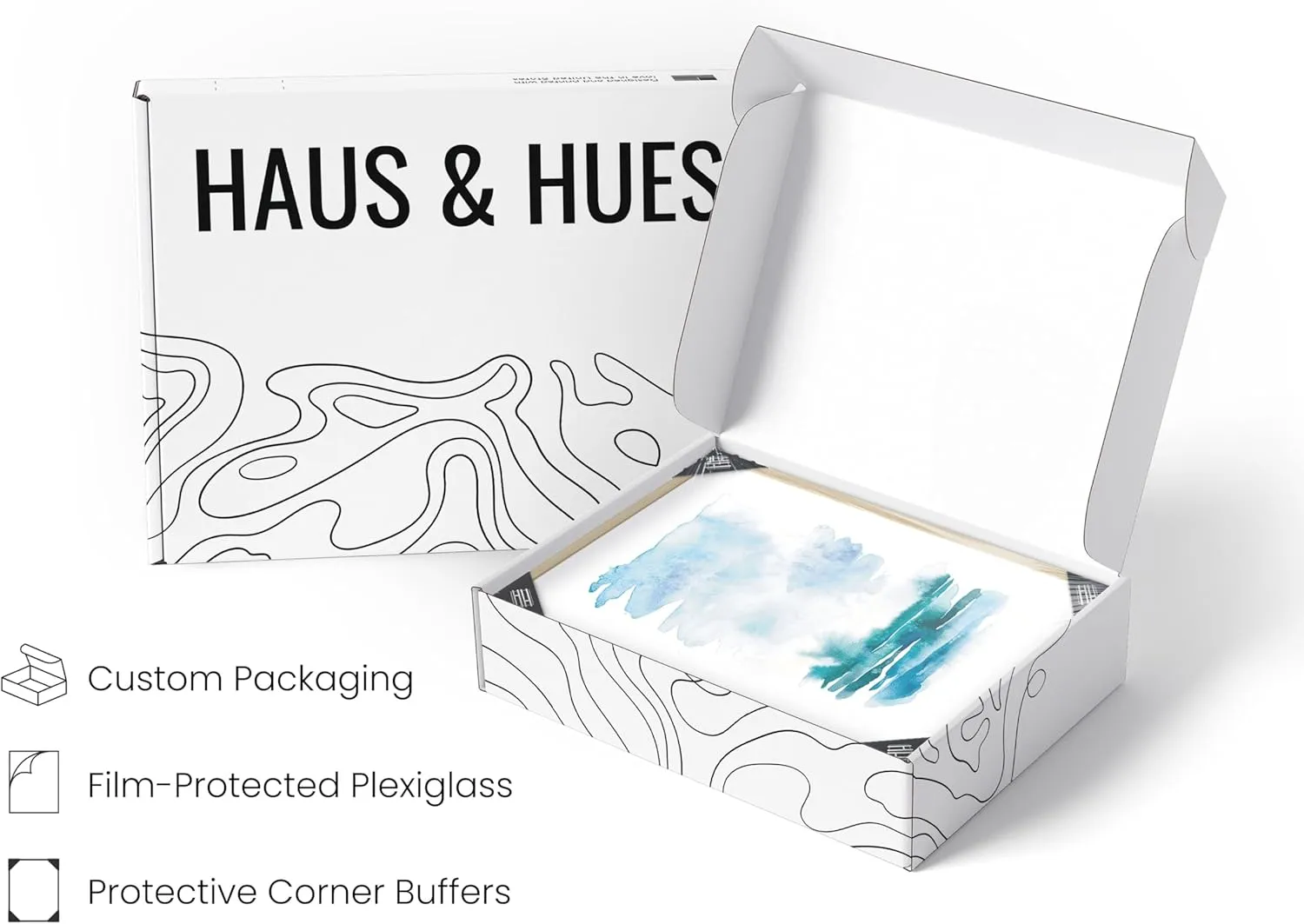 HAUS AND HUES Beach Poster Set of 4 – Abstract Ocean Prints, Nature Wall Art, Coastal Beach Scene Posters, Blue Watercolor Decor (Unframed, 11x14)