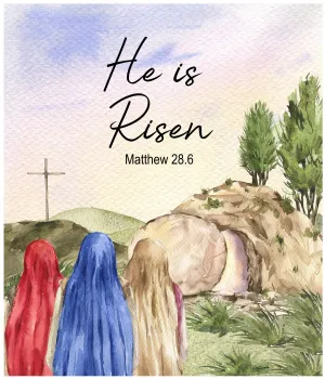 He Is Risen Easter Watercolor Cotton Fat Quarter Panel