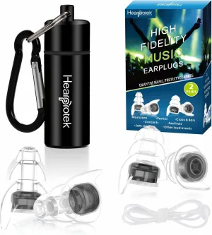 Hearprotek Concert Ear Plugs, 2Pairs Reusable high Fidelity Musician Ear Plugs for Concerts Loud Music-Noise Reduction Ear Protection earplugs for Rave,Festival,Music,Tinnitus Relief