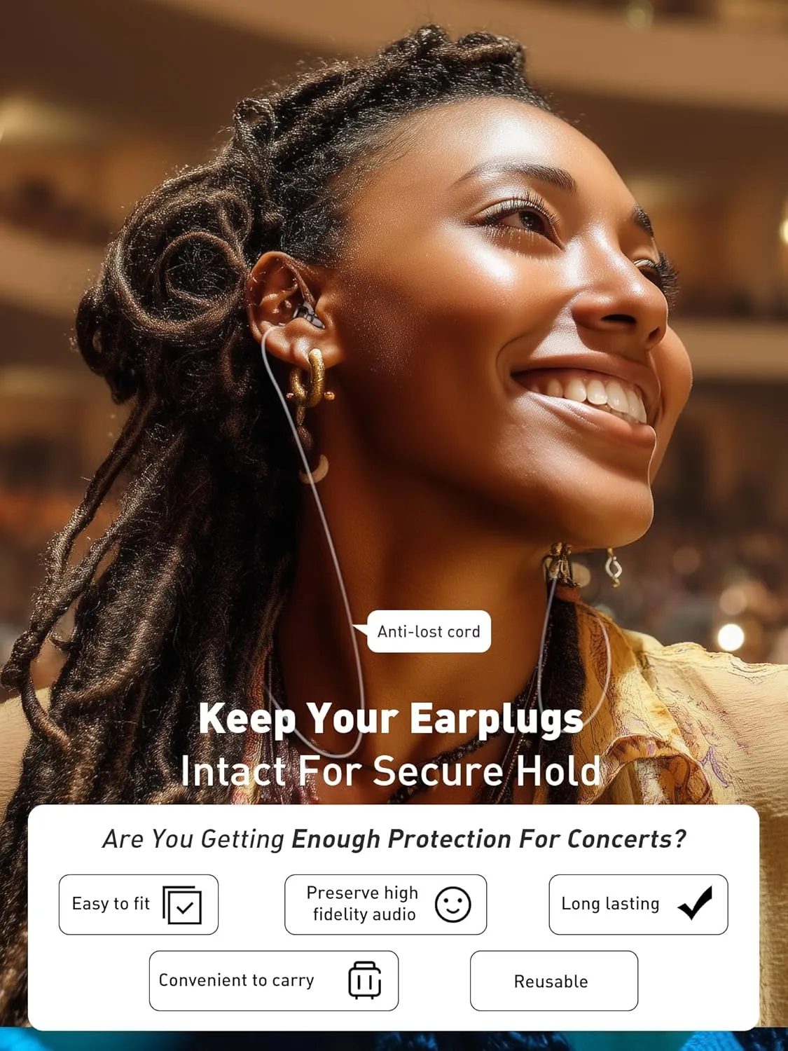 Hearprotek Concert Ear Plugs, 2Pairs Reusable high Fidelity Musician Ear Plugs for Concerts Loud Music-Noise Reduction Ear Protection earplugs for Rave,Festival,Music,Tinnitus Relief