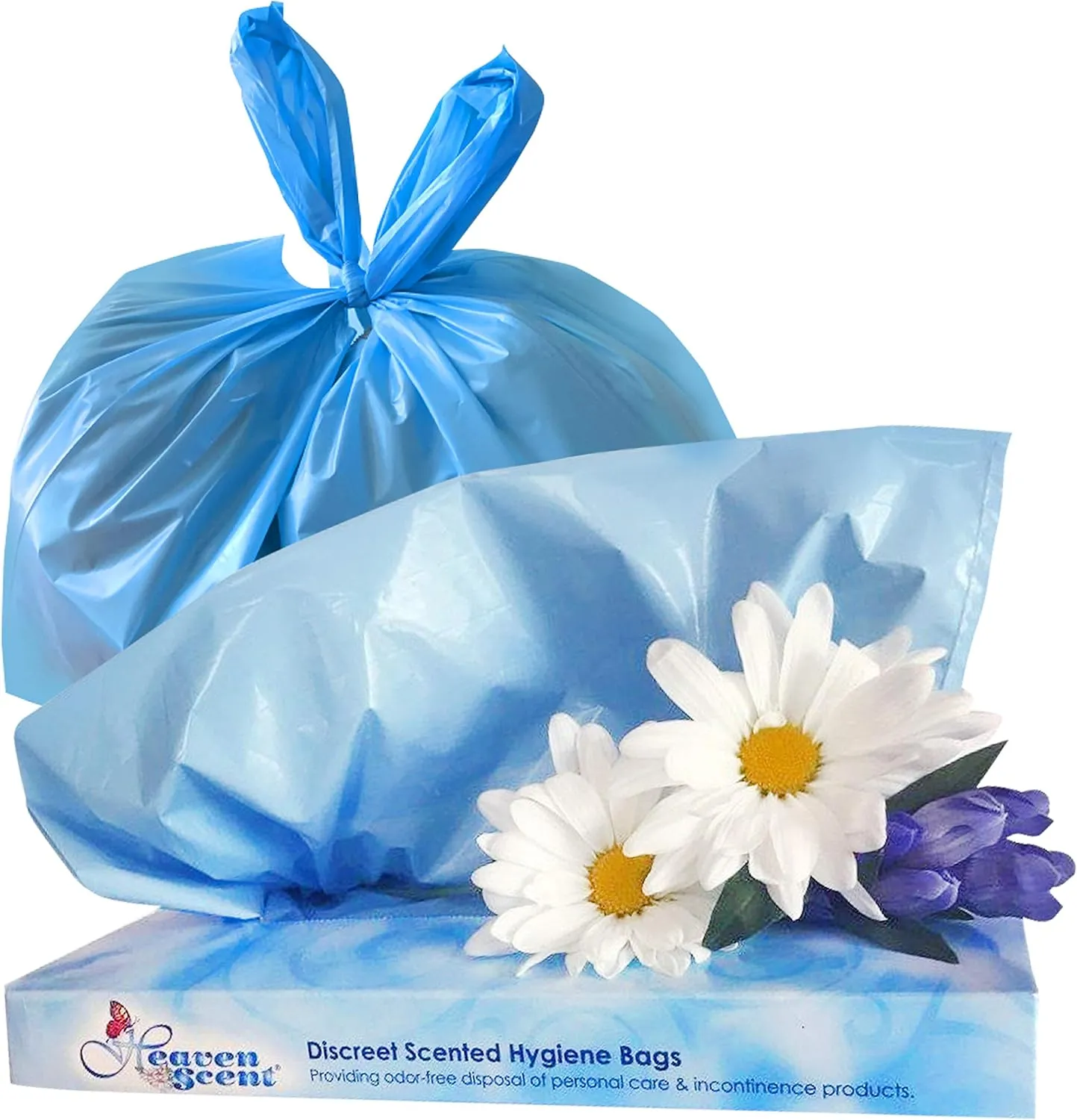 Heaven Scent Hygiene Bags 1.5MIL ULTRA-THICK Discreet Waste Disposal | Made in the USA | Mild Baby Powder Scented Trash Bags for Adult Briefs & Feminine Products - Small, 50 Bags