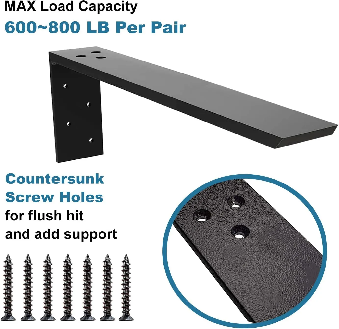 Heavy Duty Countertop Support Bracket 2 Pack - Hidden Shelf Bracket 16" x 6" x 2 1/2" Forward L Bracket Metal Corbels for Quartz/Granite/Wood/Concrete/Laminate
