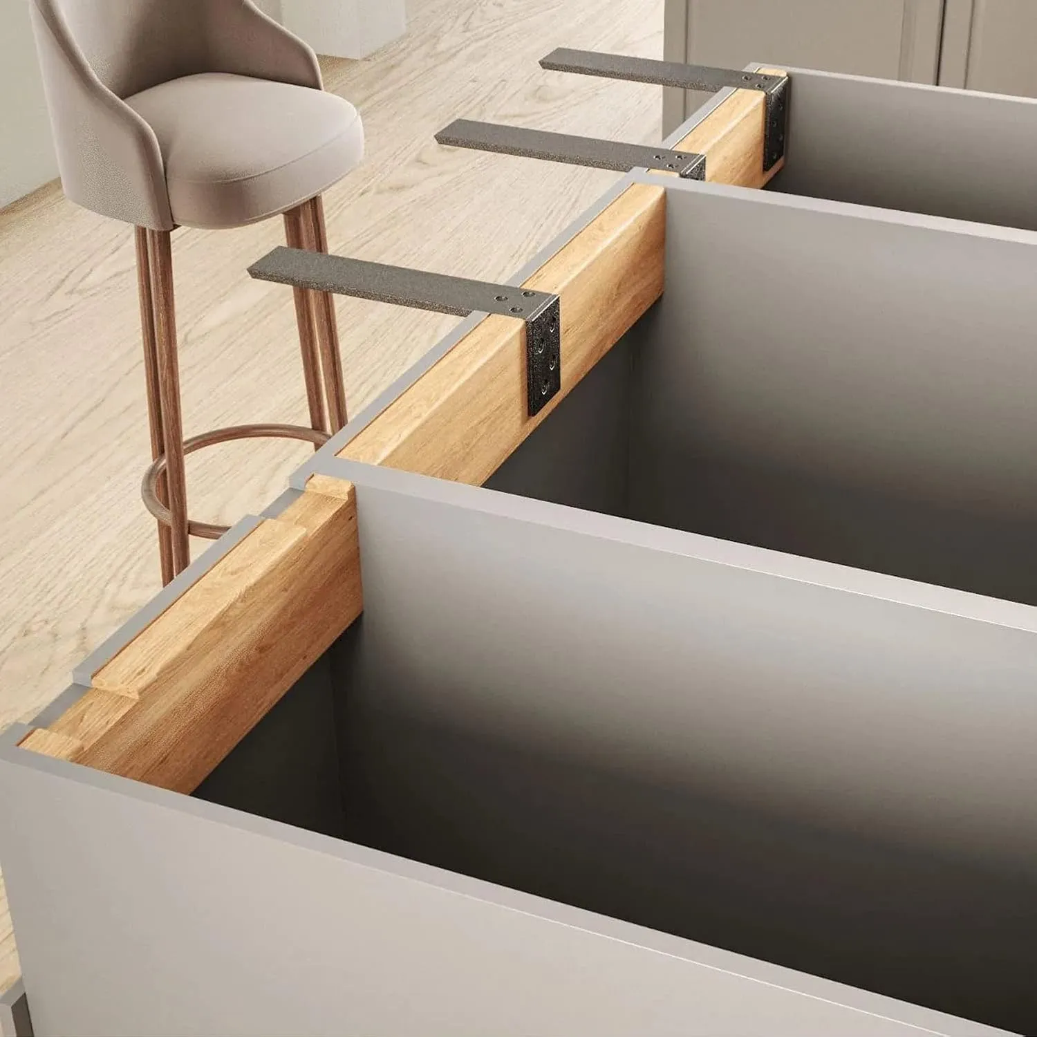 Heavy Duty Countertop Support Bracket 2 Pack - Hidden Shelf Bracket 16" x 6" x 2 1/2" Forward L Bracket Metal Corbels for Quartz/Granite/Wood/Concrete/Laminate