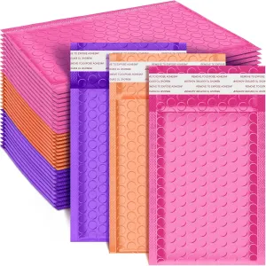 Henoyso 162 Pcs Colored Small Bubble Mailers 4x6 Inch Poly Shipping Envelopes Bulk Adhesive Jewelry Shipping Bags Cushioning Padded for Mailing Packaging(Purple, Orange, Rose Red)
