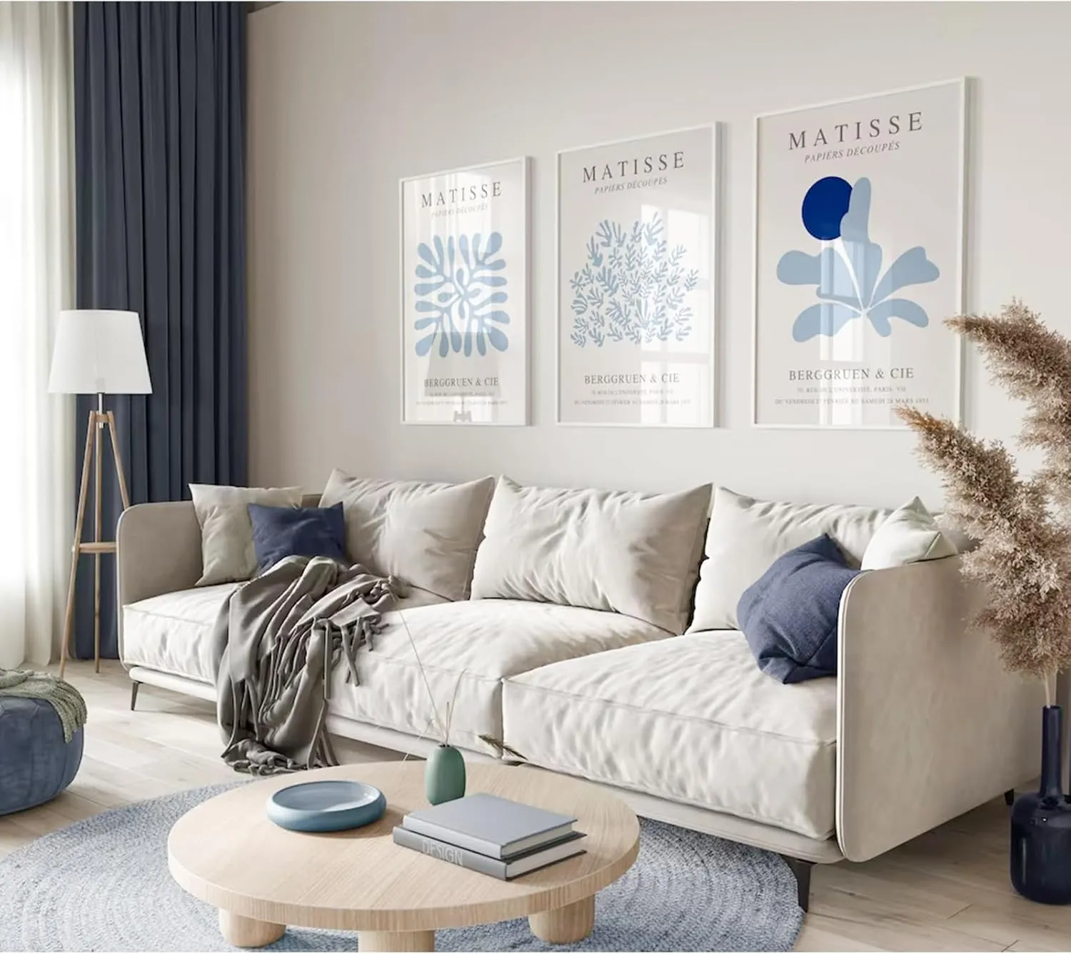 Henri Matisse Wall Art Prints Abstract Aesthetic Canvas Wall Art Blue Matisse Wall Decor Abstract Matisse Poster Minimalist Pictures Flower Market Painting for Bathroom 16x24 Inch Unframed Set of 3