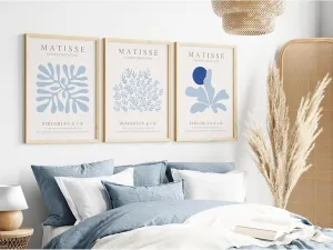 Henri Matisse Wall Art Prints Abstract Aesthetic Canvas Wall Art Blue Matisse Wall Decor Abstract Matisse Poster Minimalist Pictures Flower Market Painting for Bathroom 16x24 Inch Unframed Set of 3
