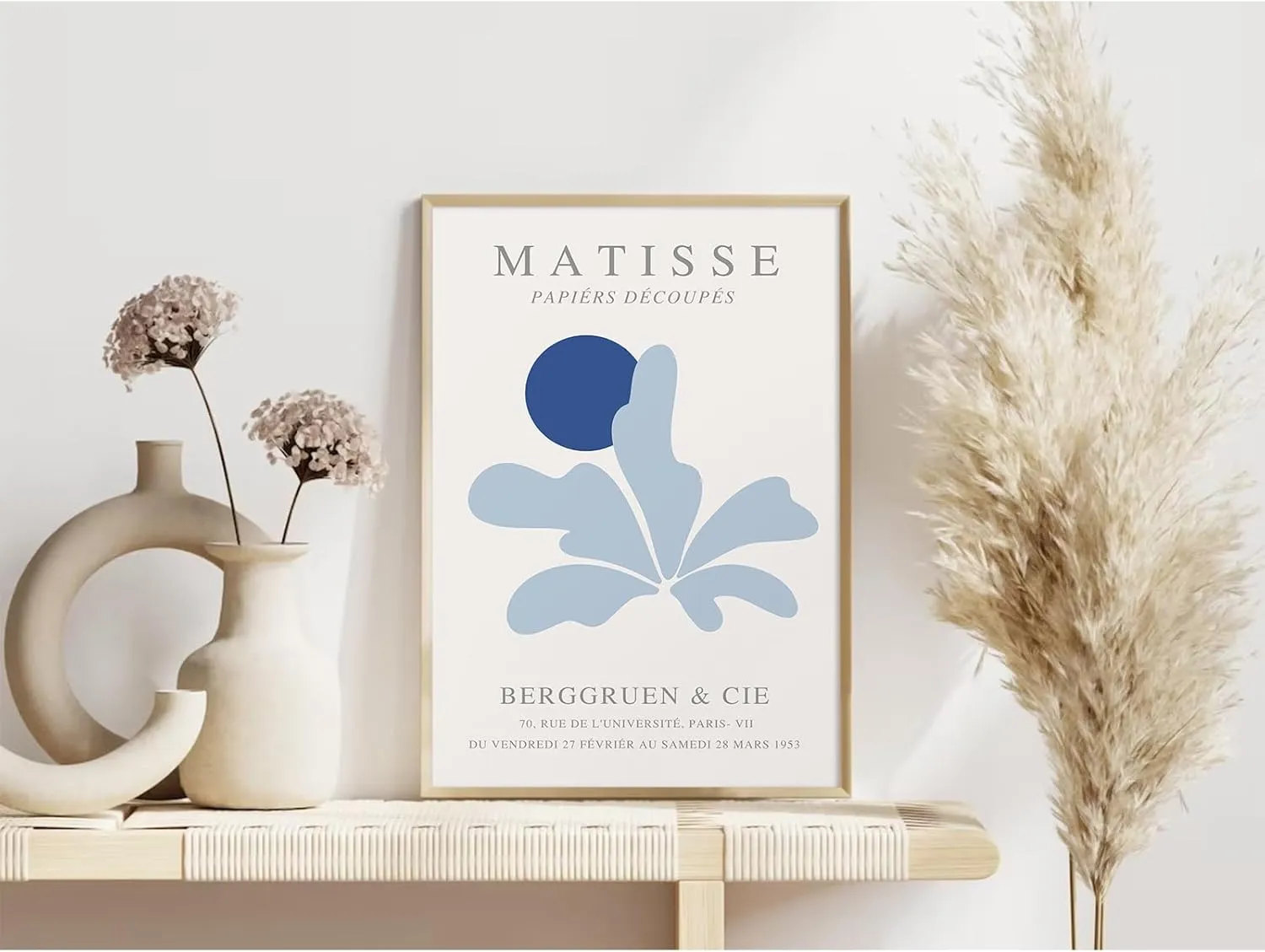 Henri Matisse Wall Art Prints Abstract Aesthetic Canvas Wall Art Blue Matisse Wall Decor Abstract Matisse Poster Minimalist Pictures Flower Market Painting for Bathroom 16x24 Inch Unframed Set of 3