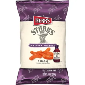 Herr's Stubb's Sticky Sweet BAR-B-Q Cheese Curls, 5.5 Ounce (Pack of 12 Bags) – Sweet and Smoky BBQ Cheese Curls Inspired by Stubb's – Perfect for Cookouts and Game Days