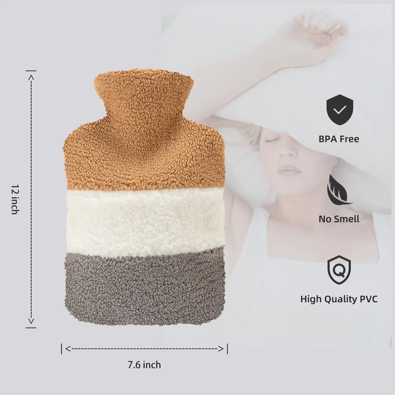 Hot Water Bottle with Soft Premium Cover, 1.5L Hot Water Bag for Menstrual Cramps, Neck and Shoulder Pain Relief, Hot and Cold Therapies, Hand Feet Warmer