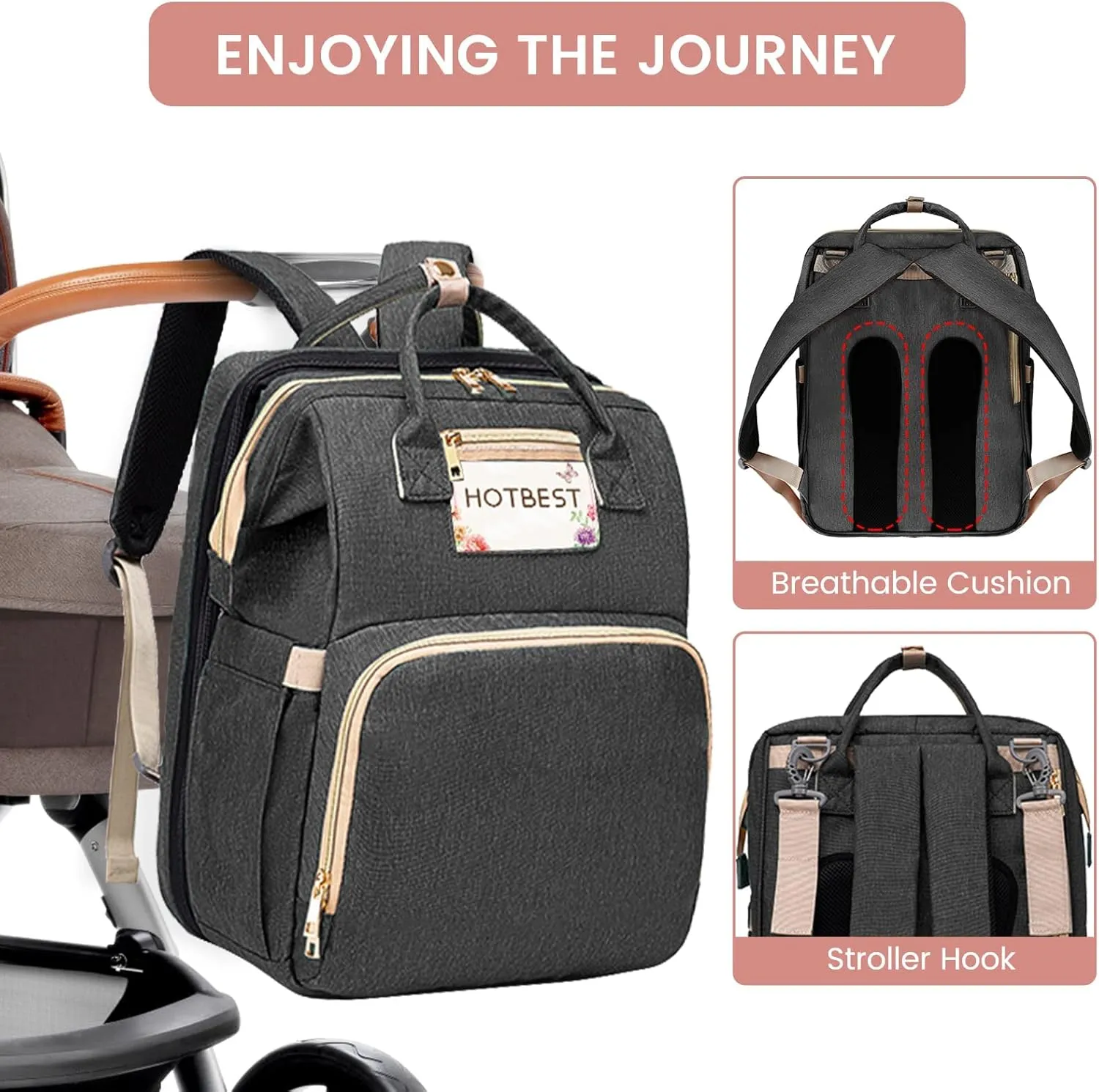 HOTBEST Diaper Bag Backpack, Black B, Large