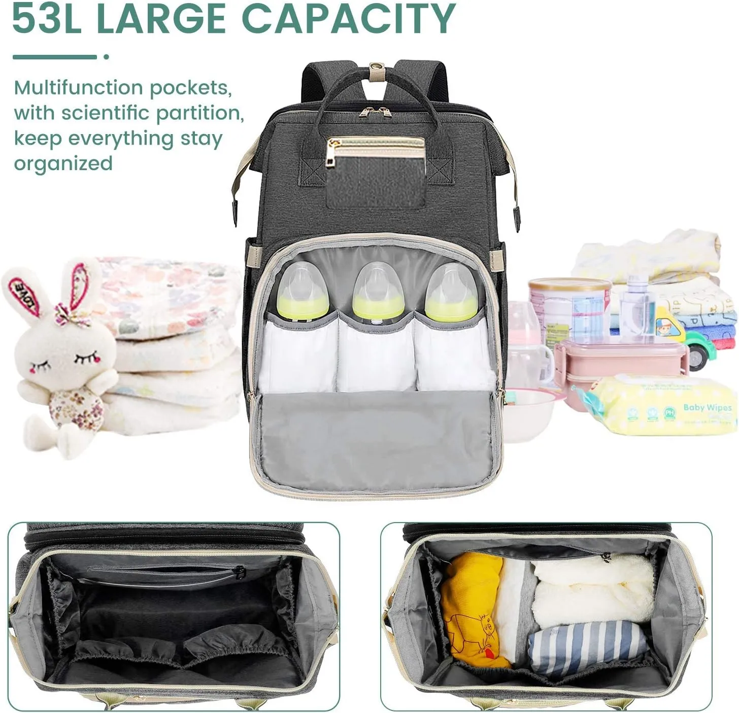 HOTBEST Diaper Bag Backpack, Black B, Large