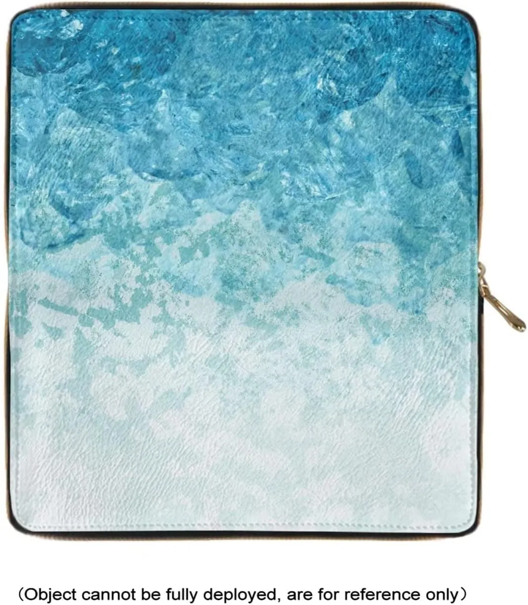 Howilath Blue & White Gradient Water Ripples Women Long Pu Leather Wallet with Credit Card Holder Coin Pockets Zip Around Clutch Slim Purse