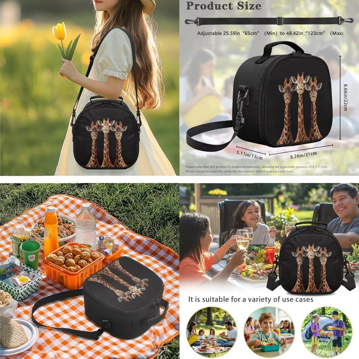 HUGS IDEA 3D Giraffe Kids Backpack for Boys Lightweight Children School Backpack for Kids 3Pcs School Bookbag and Insulated Lunch Box Set Large School Bag for Elementary Middle Students
