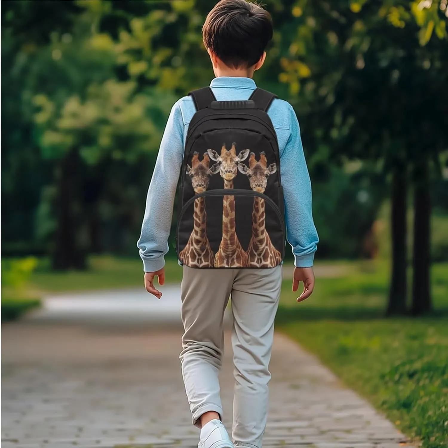 HUGS IDEA 3D Giraffe Kids Backpack for Boys Lightweight Children School Backpack for Kids 3Pcs School Bookbag and Insulated Lunch Box Set Large School Bag for Elementary Middle Students