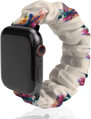Hummingbird Flower Watercolor Fashion Watch Strap Scrunchies Wristbands Compatible With IWatch Series