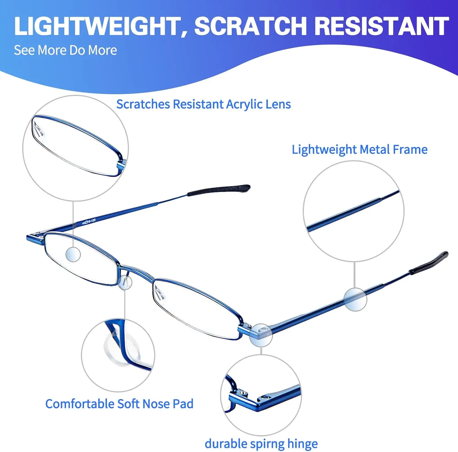 I-Mag Mini Slim Metal Spring Hinge Reading Glasses with Slide Open Hard Case (Blue, 2.00) by I-Mag Reading Glasses