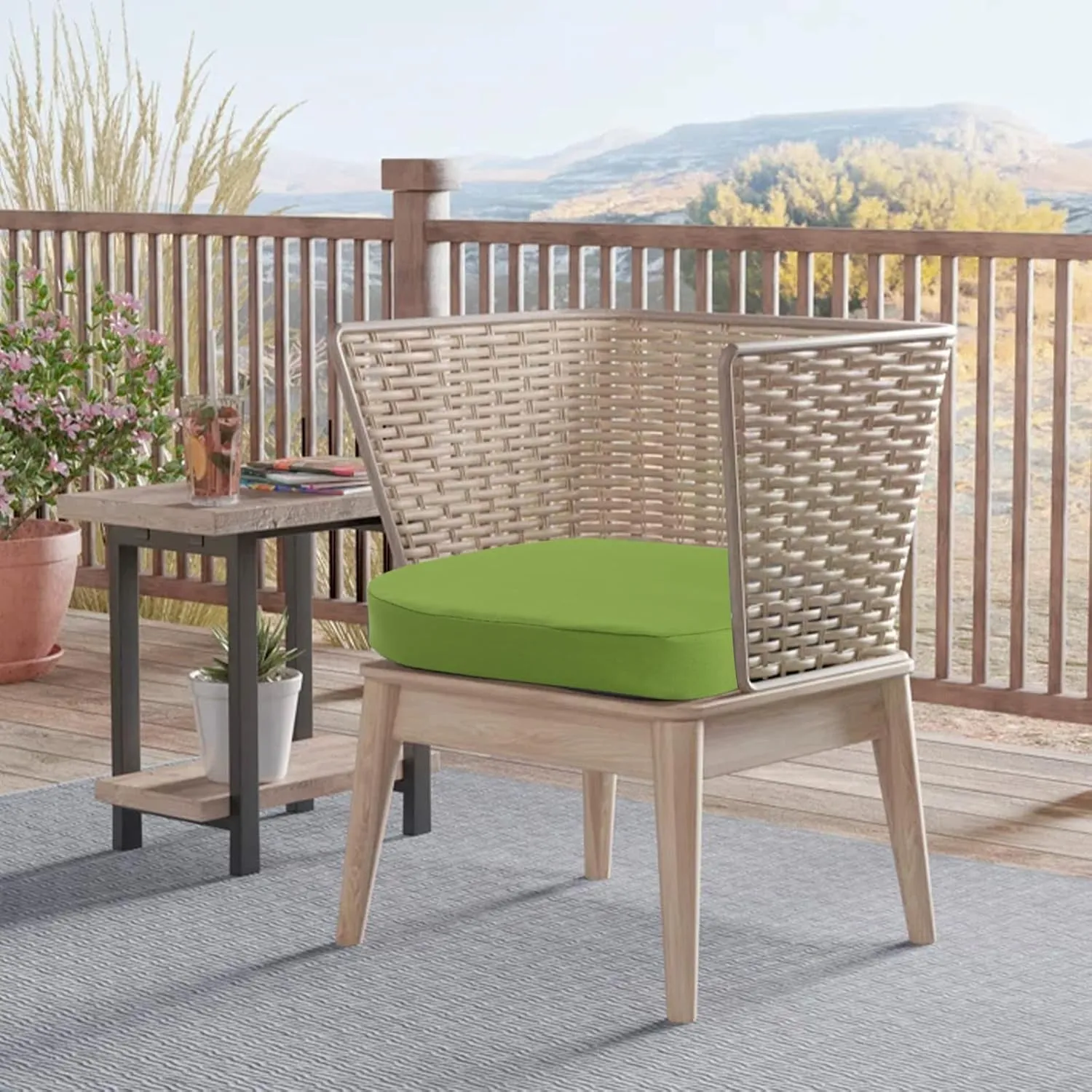 idee-home Outdoor Chair Cushions Set of 2, 17" x 17" x 3" Thick Patio Furniture Outdoor Seat Cushions Waterproof with Ties, Dining Pads