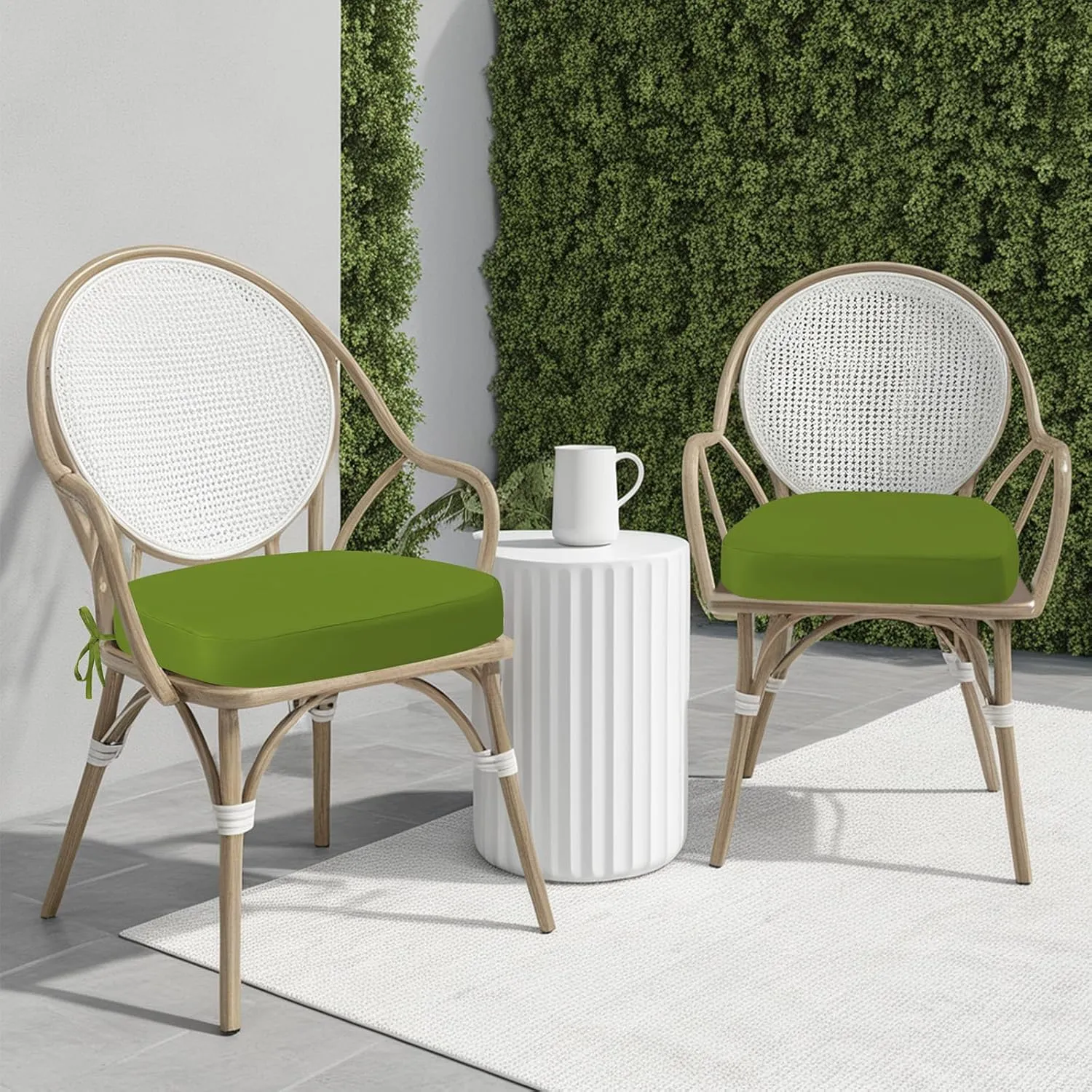 idee-home Outdoor Chair Cushions Set of 2, 17" x 17" x 3" Thick Patio Furniture Outdoor Seat Cushions Waterproof with Ties, Dining Pads