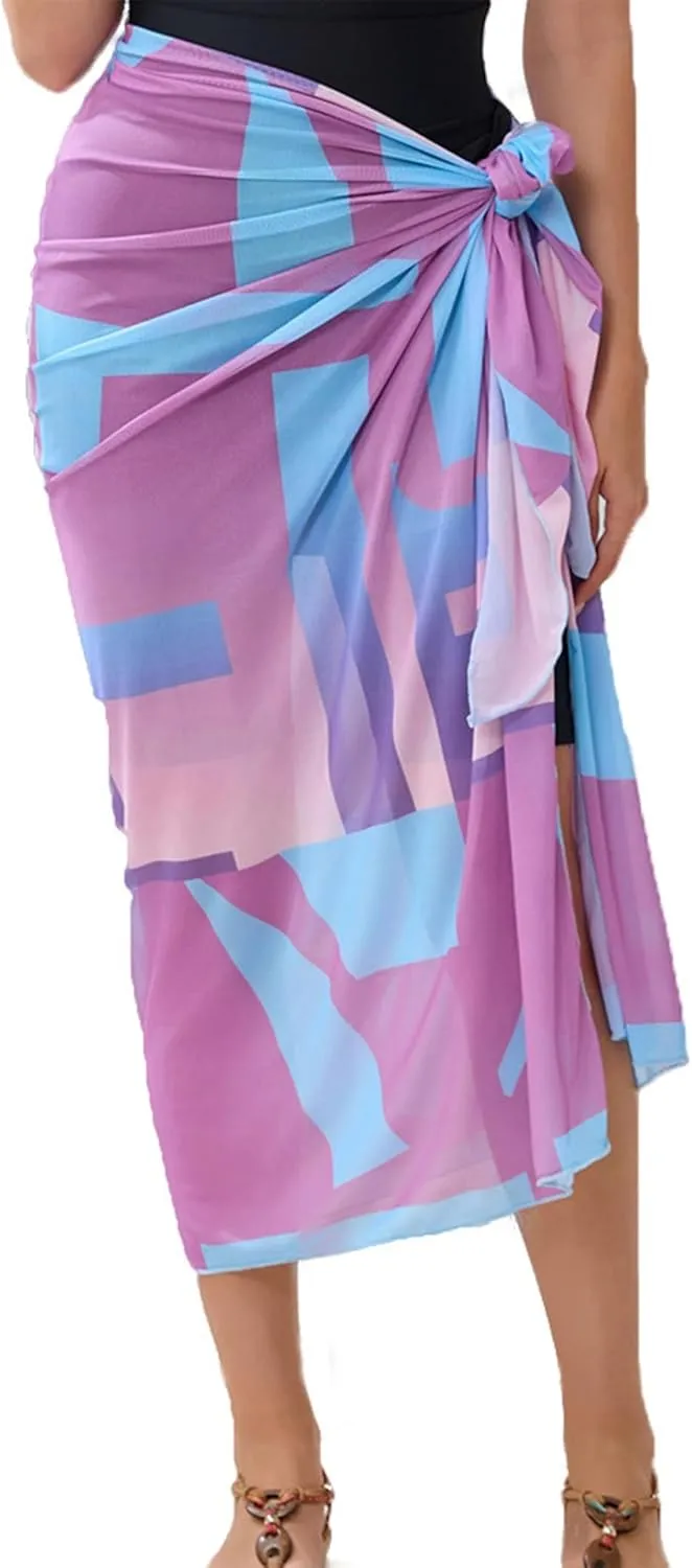IDOPIP Muslim Burkini Swimsuit for Women's One Piece Swimsuit with Beach Skirt Cover up Sarong Pants Hijab 5PCS Bathing Suit