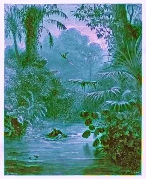iiRTTFiRT Famous Print Painting Minimalist Artwork Atala and Chactas Crossing a River Illustration by Gustave Dore Nature Pictures for Home Decor 60x90cm