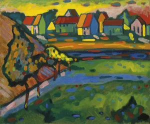 iiRTTFiRT Famous Print Painting Minimalist Artwork Bavarian Village with Field Bayerisches Dorf Mit Feld by Wassily Kandinsky Nature Pictures for Home Decor 60x90cm