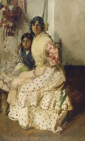 iiRTTFiRT Famous Print Painting Minimalist Artwork Pepilla the Gypsy and her daughter by Joaquín Sorolla Nature Pictures for Home Decor 60x90cm