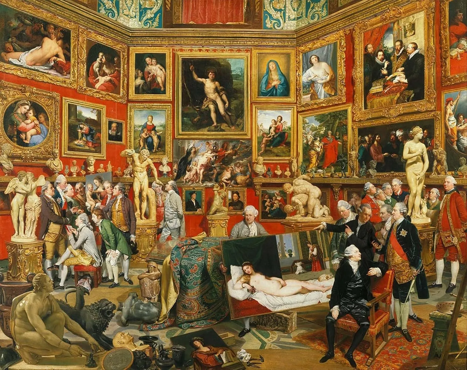 iiRTTFiRT Famous Print Painting Minimalist Artwork Tribuna of the Uffizi by Johan Zoffany Nature Pictures for Home Decor 60x90cm