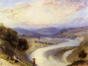 iiRTTFiRT Famous Prints Pictures Wall Print Artwork Melrose Abbey From the Banks of the Tweed by Myles Birket Foster R.w.s. Graffiti Painting for Home Decor 60x90cm
