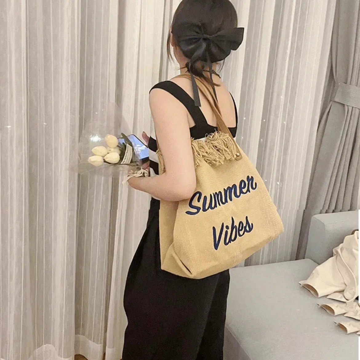 IKEARLAX 2025Large bags, large-capacity canvas tote bags, handbags, summer versatile women's bags,  new ins shoulder bags for women