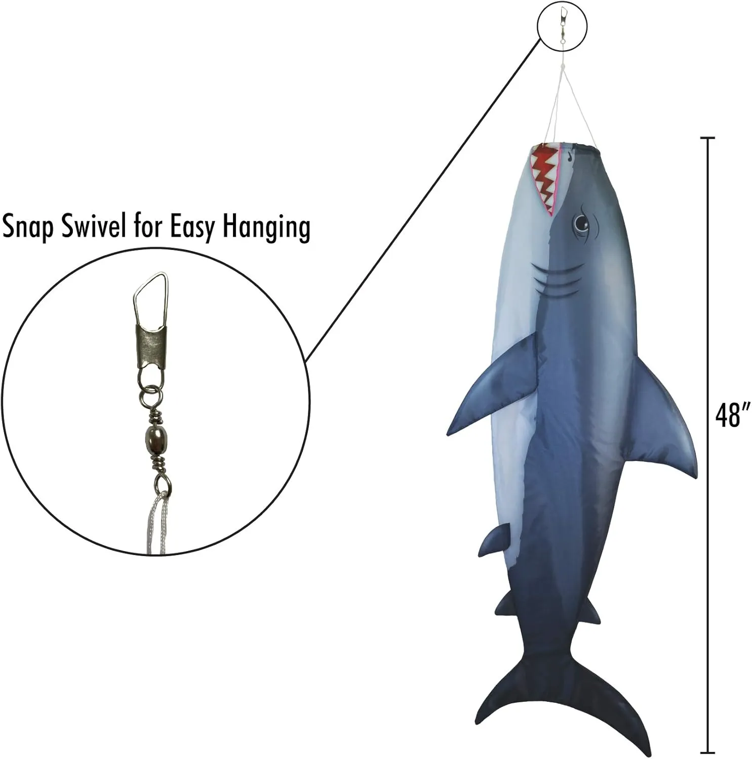 In the Breeze 5160 — Shark 48-inch Fish Windsock-Realistic Fishsock