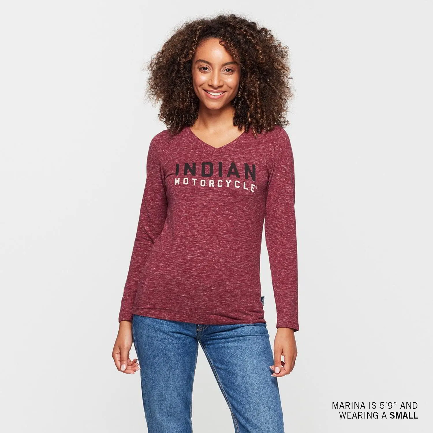 Indian Motorcycle Women's Watercolor Logo Long Sleeve T-Shirt, Red