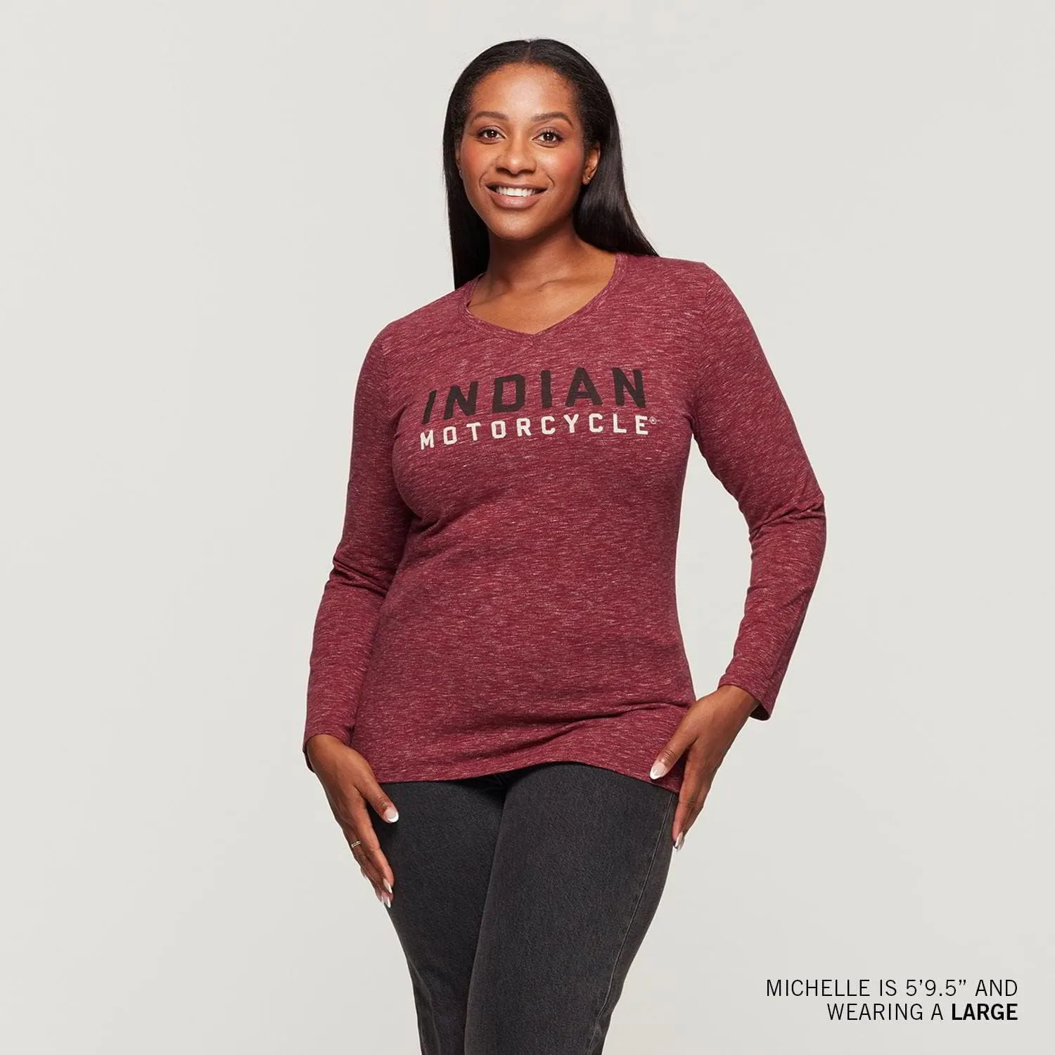 Indian Motorcycle Women's Watercolor Logo Long Sleeve T-Shirt, Red