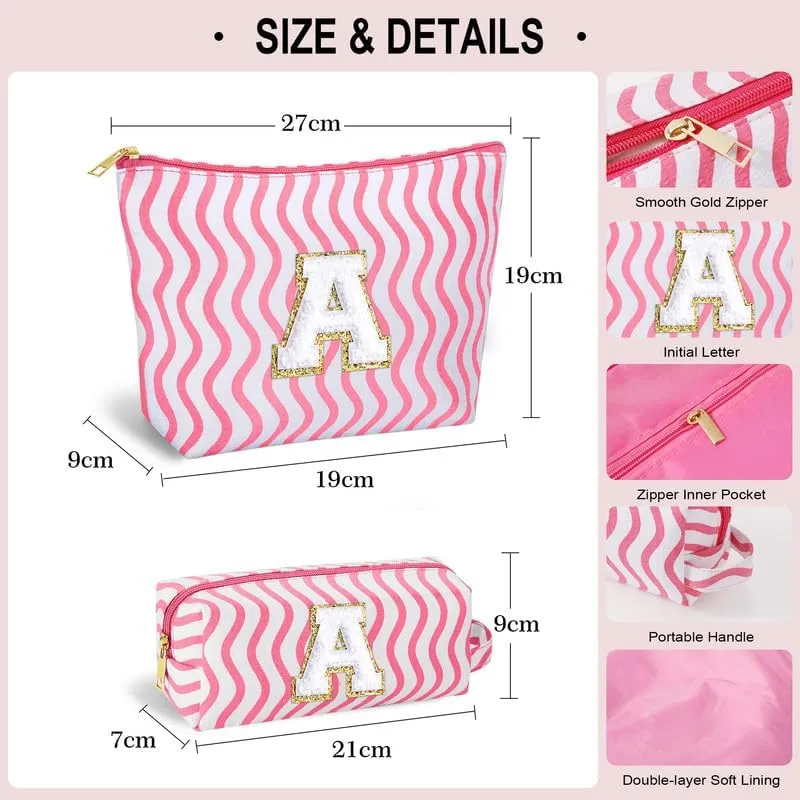 Initial Makeup Bag - Cute Makeup Bag Girl Makeup Bag, Personalized Gifts Teen Girl Gifts Toiletry Bag Cosmetic Travel Bag Makeup Bags Daughter Gifts Mom Gift Birthday Gifts for Women (Blue E)