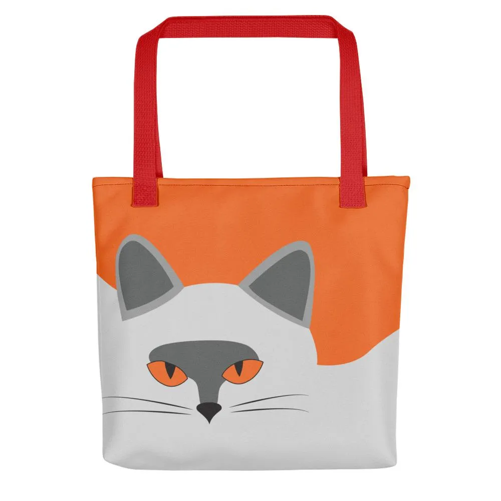 Inscrutable Cat 'Smoky Orange' Tote Bag
