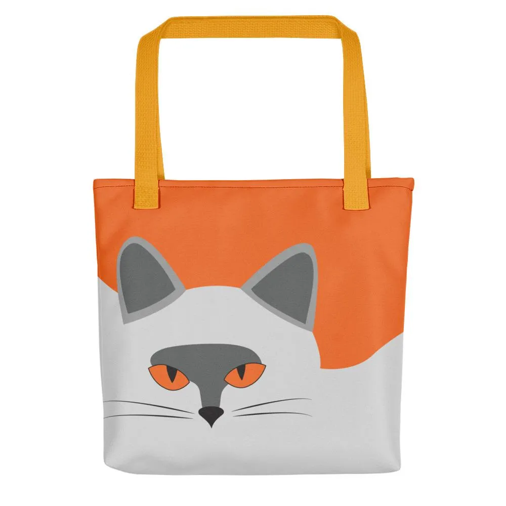 Inscrutable Cat 'Smoky Orange' Tote Bag