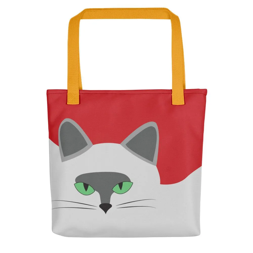 Inscrutable Cat 'Smoky Red' Tote Bag