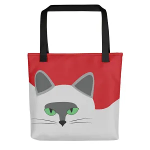 Inscrutable Cat 'Smoky Red' Tote Bag