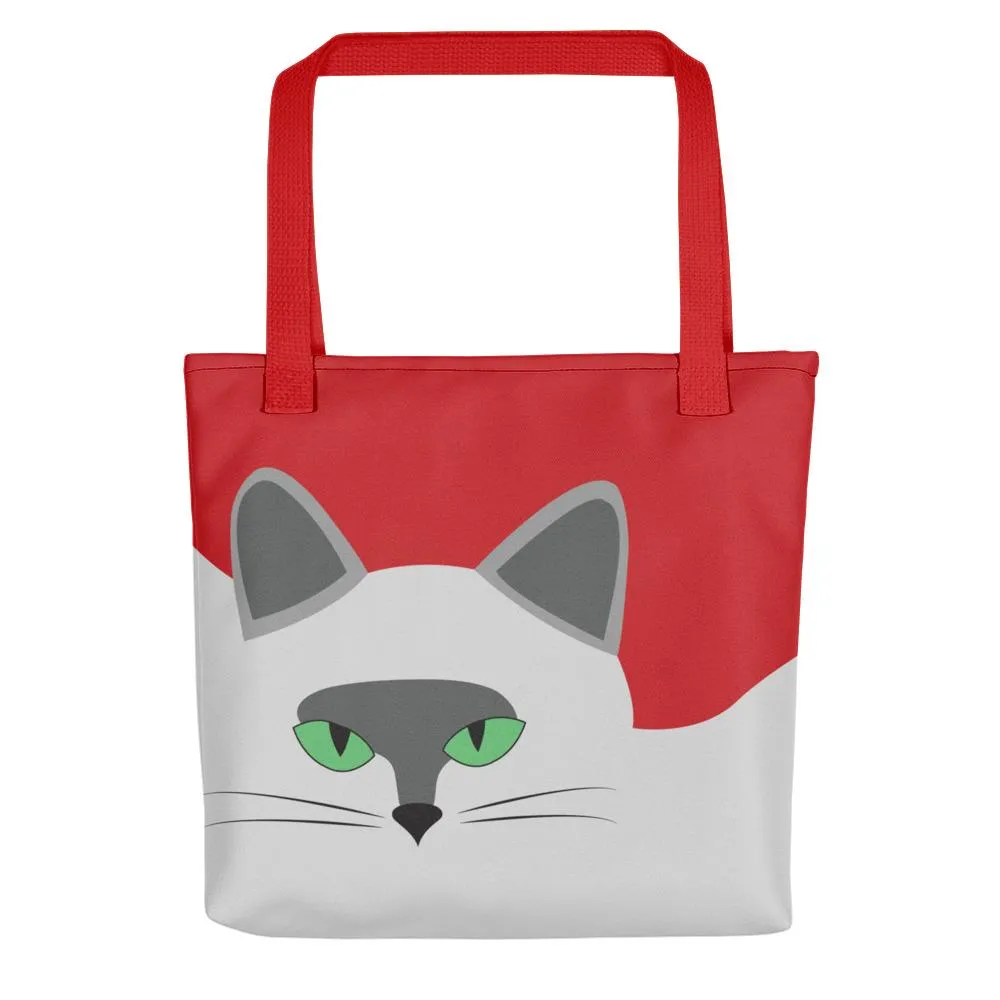 Inscrutable Cat 'Smoky Red' Tote Bag