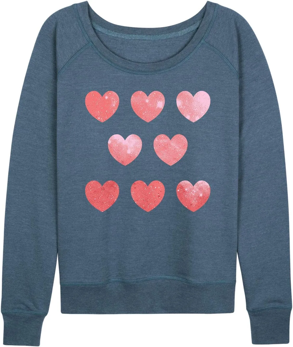 Instant Message - Watercolor Hearts - Ladies French Terry Long Sleeve Shirt